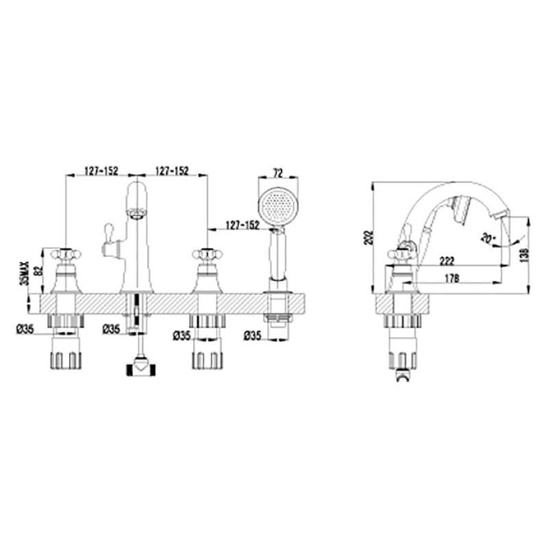 Смеситель Lemark Vintage LM4845B на борт ванны